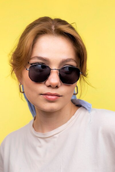 LUNOX نظارة شمسية معدنية فضية للجنسين (خماسي)