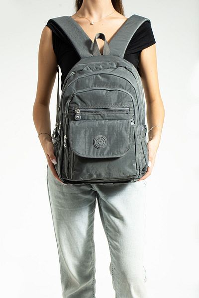 Çanta Trend Σχολική τσάντα Mega Size Grey Unisex με ρυθμιζόμενο ορθοπεδικό λουράκι και θήκη για φορητό υπολογιστή με 9 θήκες