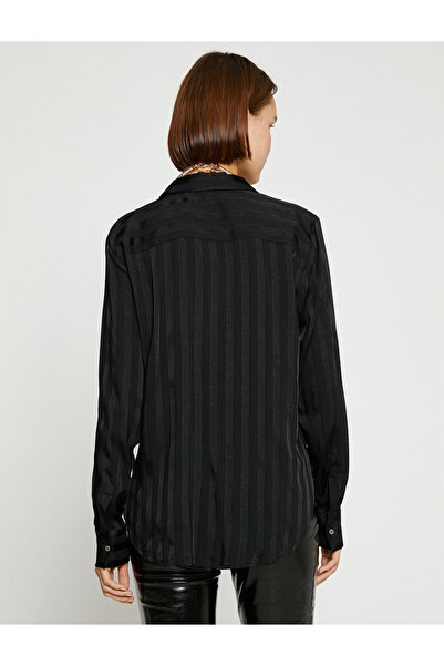 Koton Saténová proužkovaná košile s dlouhým rukávem