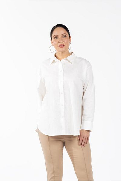 LUOKK Cămașă albă cu mânecă lungă Adisson Plus Size