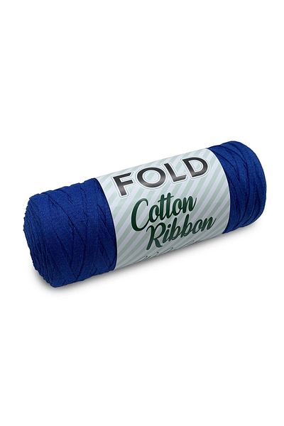 FOLD Saks Blue Cotton Ribbon Knit - Ață de tricotat cu panglică de bumbac