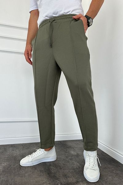 MADZEYMODA Ανδρικό παντελόνι Jogger New Season Khaki - Boyfriend Mold, Grass Detailed