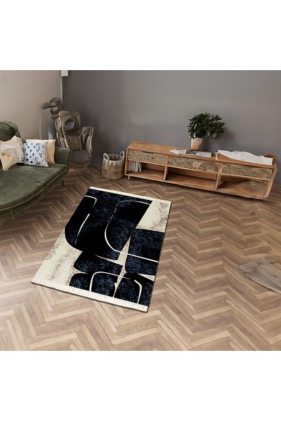 In House Billy | Luxurious Rectangular Decorative Carpet, Black