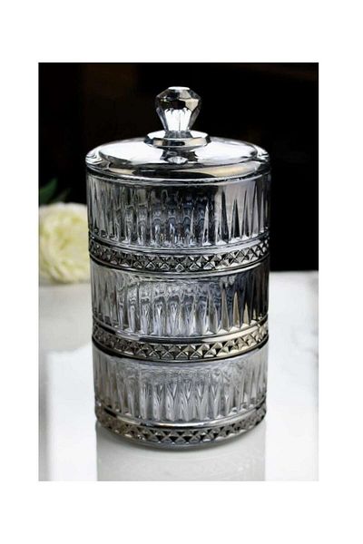 İnova Home Decor Elysia Smoked 3 Layer Glass Cookie Decor