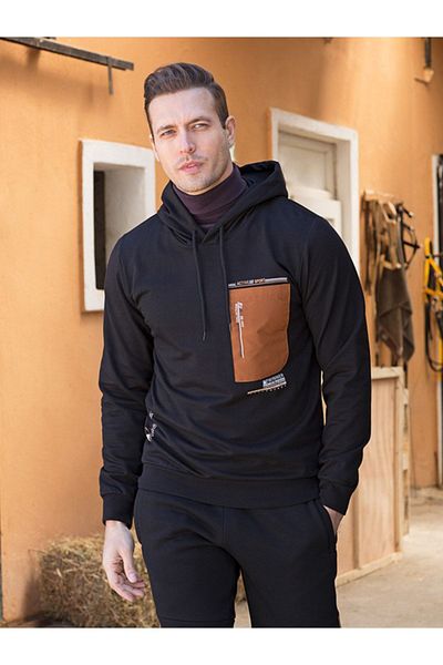 Masimar Men's Hooded Printed 2 Thread Slim Fit Sweatshirt