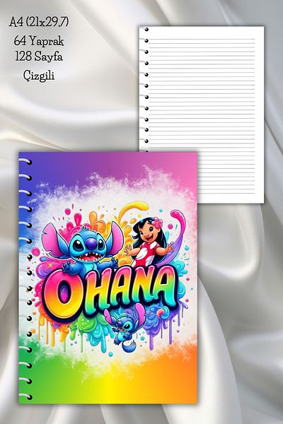 daily notebook دفتر ملاحظات مدرسي مخطط حلزوني مكون من 64 صفحة - مقاس A4 (21x29,7 سم)