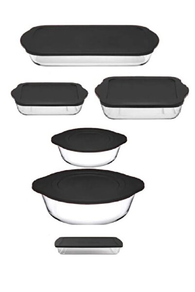 Paşabahçe Borcam 6 Parça Antrasit-gri Kapaklı Çeyiz Seti 59024-59124-59864-59...