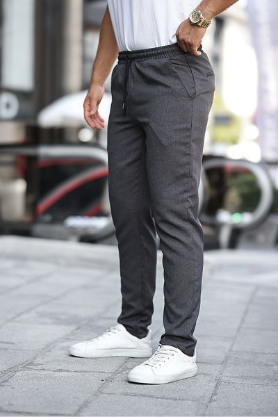 comstar Ανδρικό παντελόνι Jogger Anthracite με ελαστική μέση