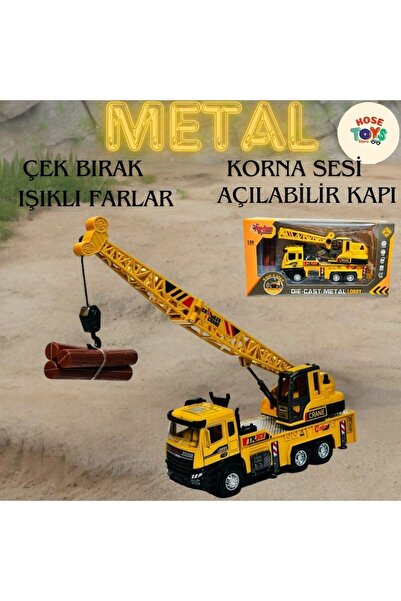 kosetoys Oyuncak Araba Vinç Sesli Işıklı Metal İş Makinası