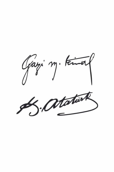 Turuncu Atatürk İmza Stickerları, Gazi Mustafa Kemal ve Atatürk İmzaları 15x6...
