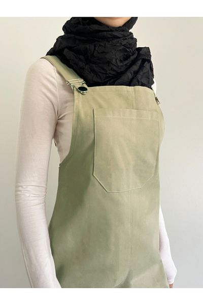 FREYA MODA Light Green Comfortable Cut Jumpsuit - Front Kangaroo Pocket