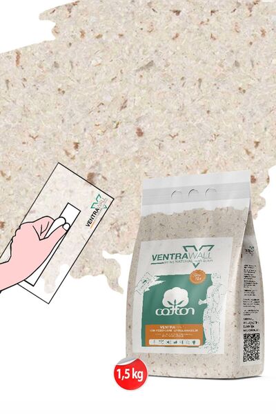 Ventrawall Ipek Sıva | Canlı Sıva | Isı Ve Ses Yalıtımlı Sıva | %100 Pamuk | Krem | C04-1,5 Kg | 5m²