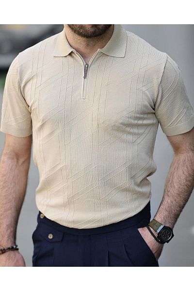 BASEL.CO Πλεκτό T-Shirt με φερμουάρ