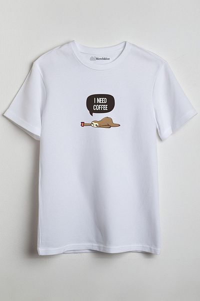 SM Satranç Medya Μπλουζάκι Unisex - Εκτύπωση μπροστά στον τεμπέλη, «Χρειάζομαι καφέ»