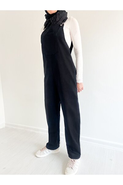 Viva Vogue Gabardin Salopet Siyah Tulum
