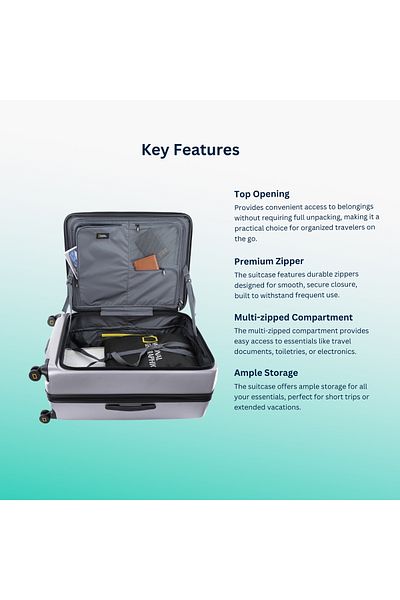NATIONAL GEOGRAPHIC Lodge Travel Suitcase Set 3 pc Silver