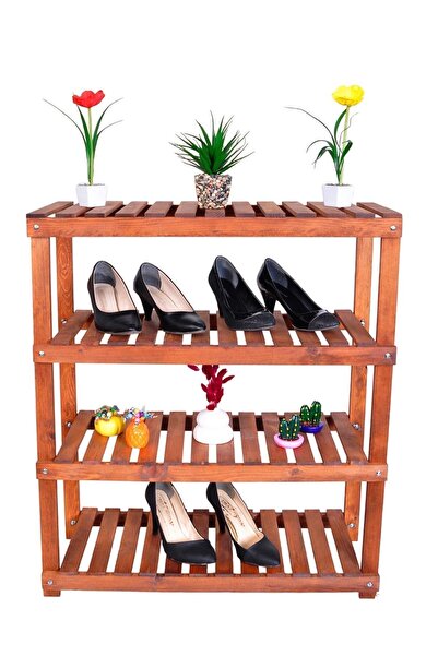 Tahta Bahçesi Ahşap 4 Katlı Ayakkabılık