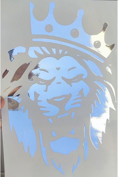 neva trade Lion Patterned Crown-Dressed Vehicle Sticker - Motorcycle Tankpad, Tuning Modified, Upper Text
