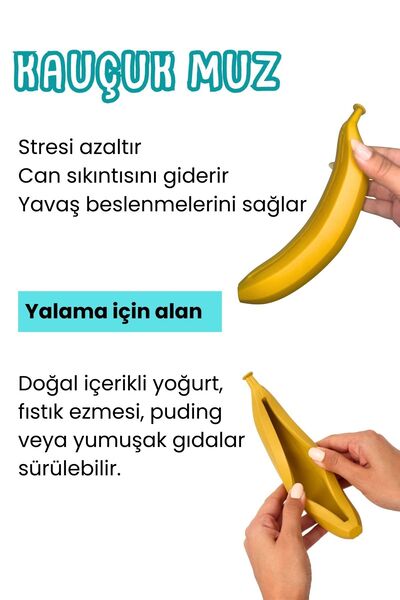 Havhav Kauçuk Muz Köpek Oyuncağı Içine Ödül Maması Koyulabilir Köpek Zeka Oyuncağı