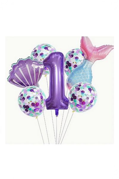 BİDOLUMUTLULUK Mermaid Concept - Metallic Balloon Set, Party Entertainment and Celebration