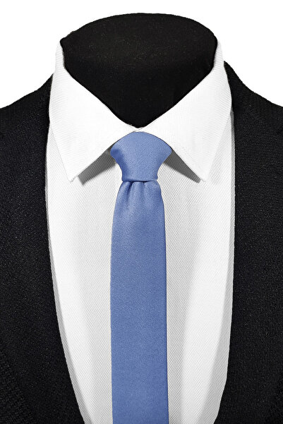 BLC Basic Line Co. Γκρι Indigo Powder Silver Σετ με 3 μαντήλια γραβάτα - Εξαιρετικά λεπτό πλάτος 4 cm