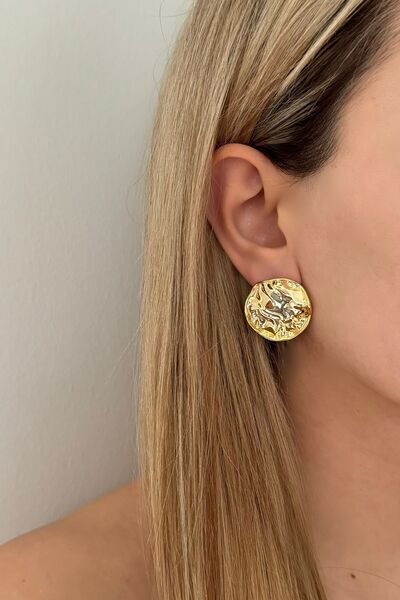 Lavian Accessories Round Locket Gold Earrings