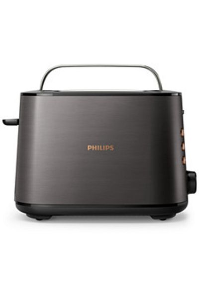 Philips Viva Collection Toaster - 950W, 2 Wide Slots, 8 Settings, Defrost, Copper/Black - Hd2650/31