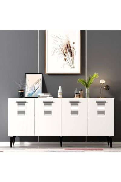 cantek dizayn ASSİMO 4 KAPAKLI KONSOL BEYAZ-BEYAZ