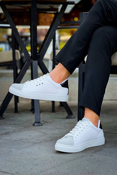 BOA Kb X7 White Black High Sole Lace-Up Casual Men's Shoes
