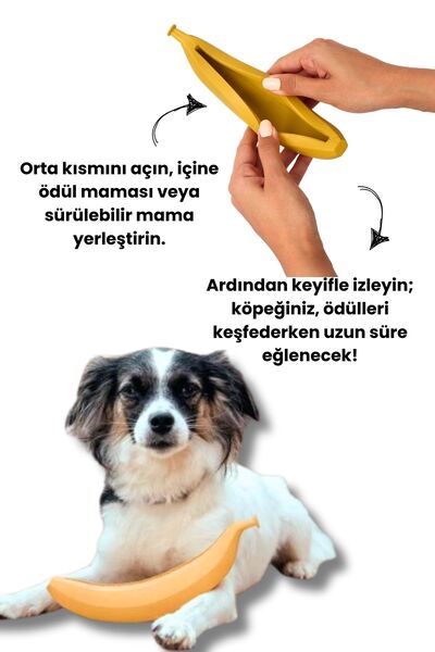 Havhav Kauçuk Muz Köpek Oyuncağı Içine Ödül Maması Koyulabilir Köpek Zeka Oyuncağı