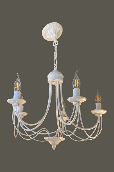 Avize çarşısı Daylight 5 Kollu Beyaz Patine Avize BS.3102-70-05