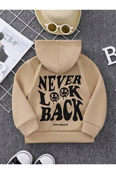 NoVibe Unisex Kids Sweatshirt - 3 Thread Cotton, Never Look Back Printed, Oversize Hoodie