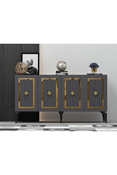 cantek dizayn 150 Cm Nora Konsol Antrasit-altın