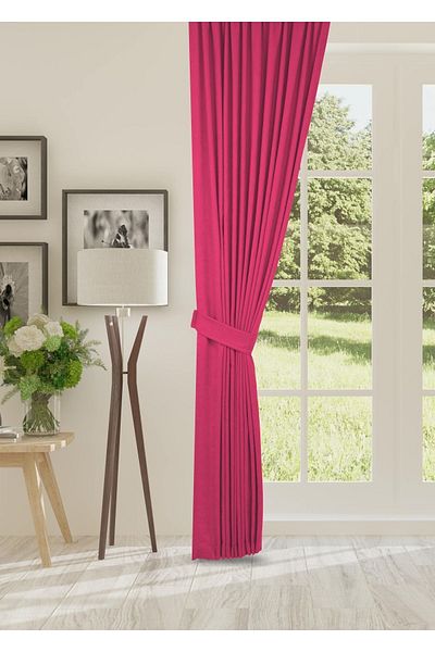 cheap's home Fuchsia Velvet - Honeycomb Texture and Pleated (1 x 3) Background Curtain