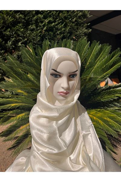 ahhu Janjan Patterned Shiny Satin Hijab Evening Dress Shawl
