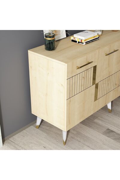 cantek dizayn MODDA KONSOL 4 KAPAKLI SAFİRMEŞE-ALTIN