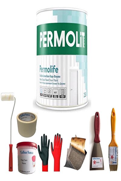 Permolit Kopya - Permolife Su Bazlı Amerikan Kapı Boyası 0,75 Lt 8 Parça Set