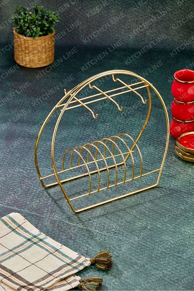 B.A.Y.NUVOLA Gold Color Cup Holder Gold Cup Stand 6 Piece Presentation
