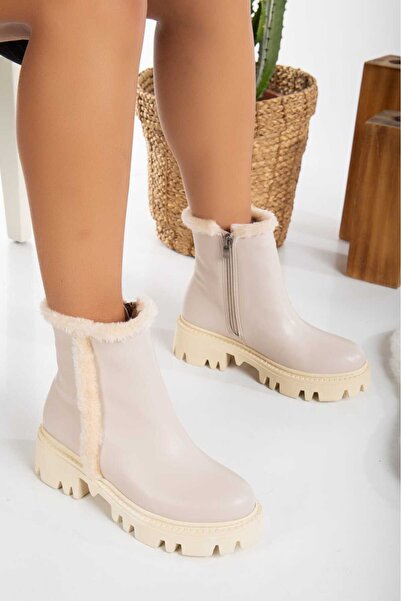 Kartezyen bej yandan ve üsten tüylü hazır taban su geçirmez bot model kodu 08