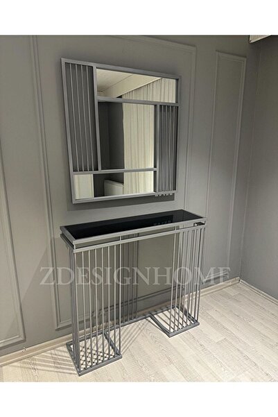 zdesignhome 90 CM AYNA ,90X30X100 CM DRESUAR GÜMÜŞ TAKIM