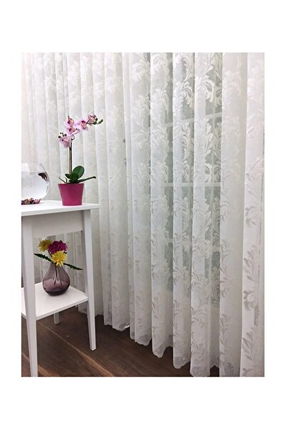 Evdepo Home Crown Shawl Pattern 1/3 Close Pleat, Tulle Curtain Single Wing - Ecru