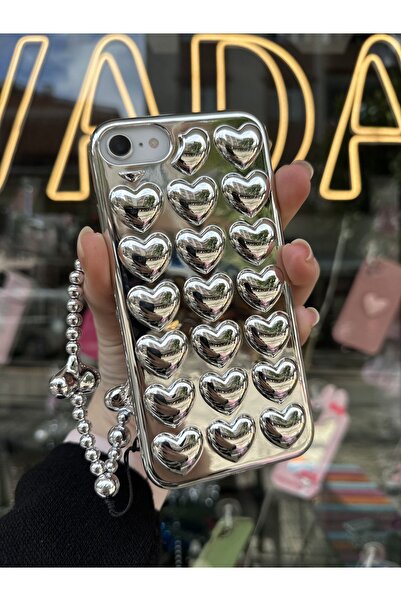 OVADA iPhone 7/8/ SE Uyumlu 3D Kalpli Metal Charmlı Premium Kılıf