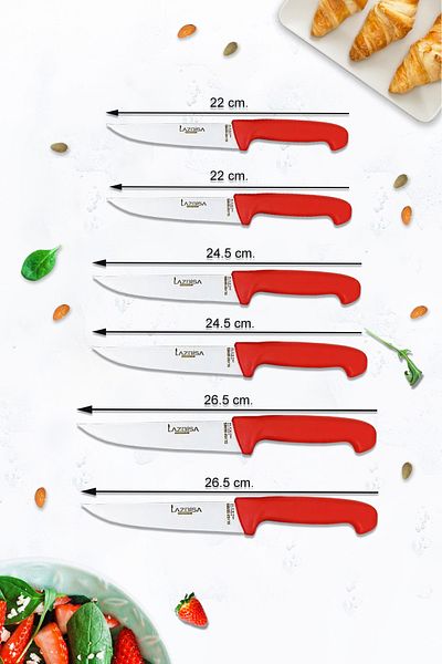 LAZBİSA Silver Series - Kitchen Knife and Montessev Wooden Board Set (13 Pieces)