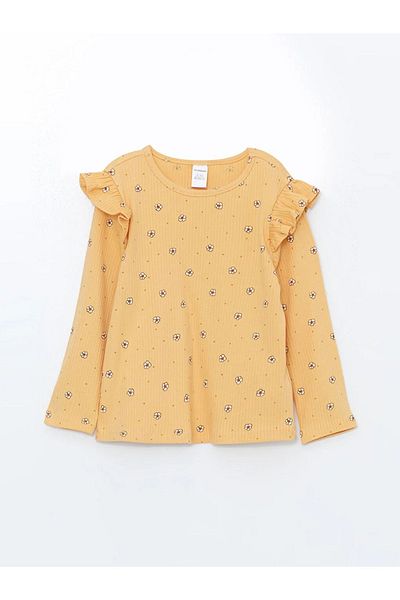 LC Waikiki LCW Baby - Тениска с кръгло деколте с флорален принт за момиченце