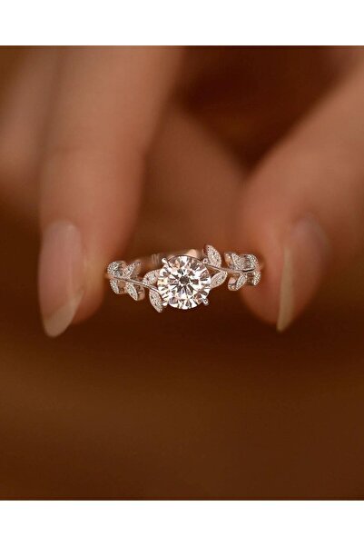 Karem Jewellery Sarmaşık Tektaş Gümüş Kaplama Kadın Yüzük