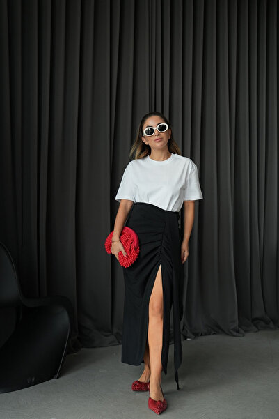 My Blog Schwarzer Midirock – Selbstgürtelnd Und Gerafft