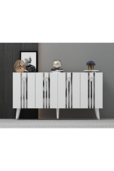 DEMONTE DECOR IŞILL KONSOL BEYAZ-GÜMÜŞ