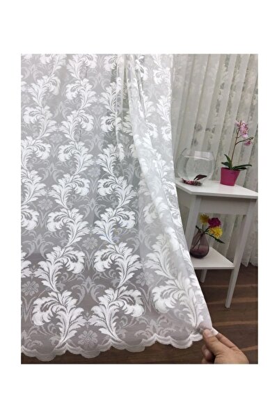 Evdepo Home Crown Shawl Pattern Normal (Medium) Pleat, Tulle Curtain Single Wing - Ecru