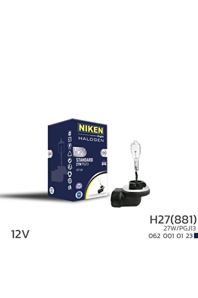 Niken 12V H27 Eğri Soket 27W Halojen Ampul (881 PGJ13)