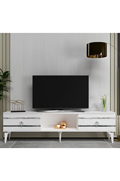 DEMONTE DECOR PELİN TV SEHPASI BEYAZ-GÜMÜŞ
